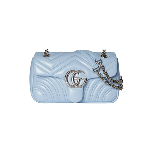 [스페셜오더]GUCCI-837280 4928 구찌 라이트 블루 가죽 GG 마몽 스몰 숄더백