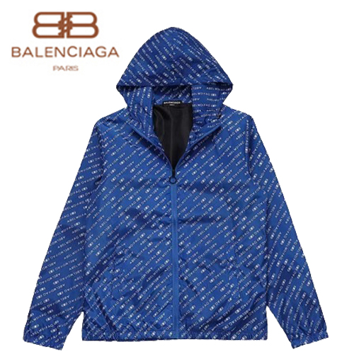 BALENCIAGA-08259 발렌시아가 블루 나일론 바람막이 후드 재킷 남여공용