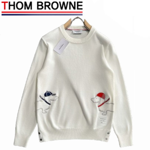 THOM BROWNE-11169 톰 브라운 화이트 아플리케 장식 스웨터 남성용