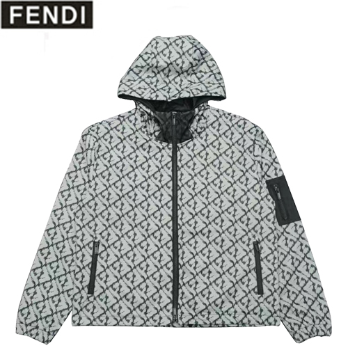 FENDI-09049 펜디 그레이 FF 나일론 바람막이 후드 재킷 남여공용