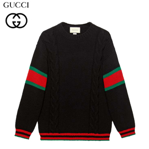 GUCCI-548115 1082 구찌 블랙 니트 울 Web 장식 스웨터